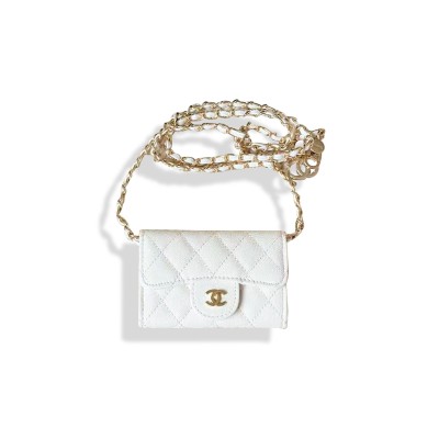 CHANEL QUILTED LEATHER CROSSBODY CHAIN WALLET (11*7.5*2cm) 
